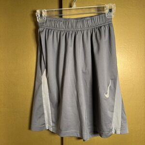 Youth Nike Dri-Fit Size Large Gray Shorts Swoosh Stripe Polyester